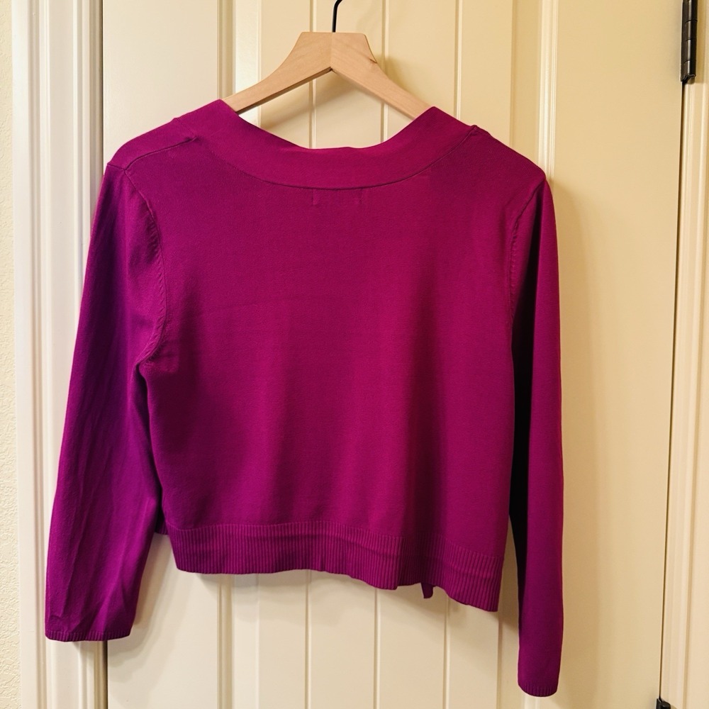 I.N. STUDIO Purple Open Front Cardigan Sweater Shrug Women's Size 12 Crop Layer - Picture 7 of 7
